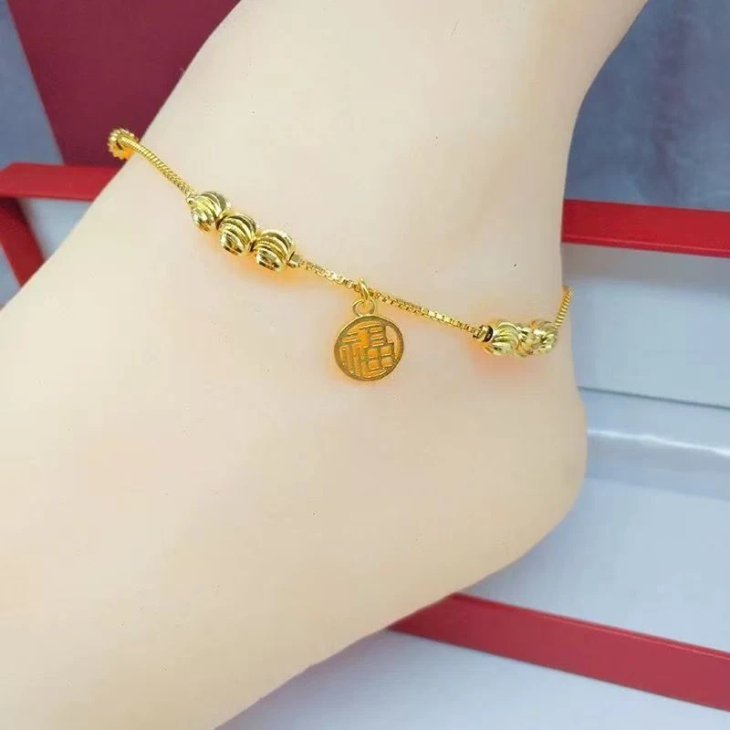 脚链 高端轻奢黄金色饰品福牌脚链A2007M0204