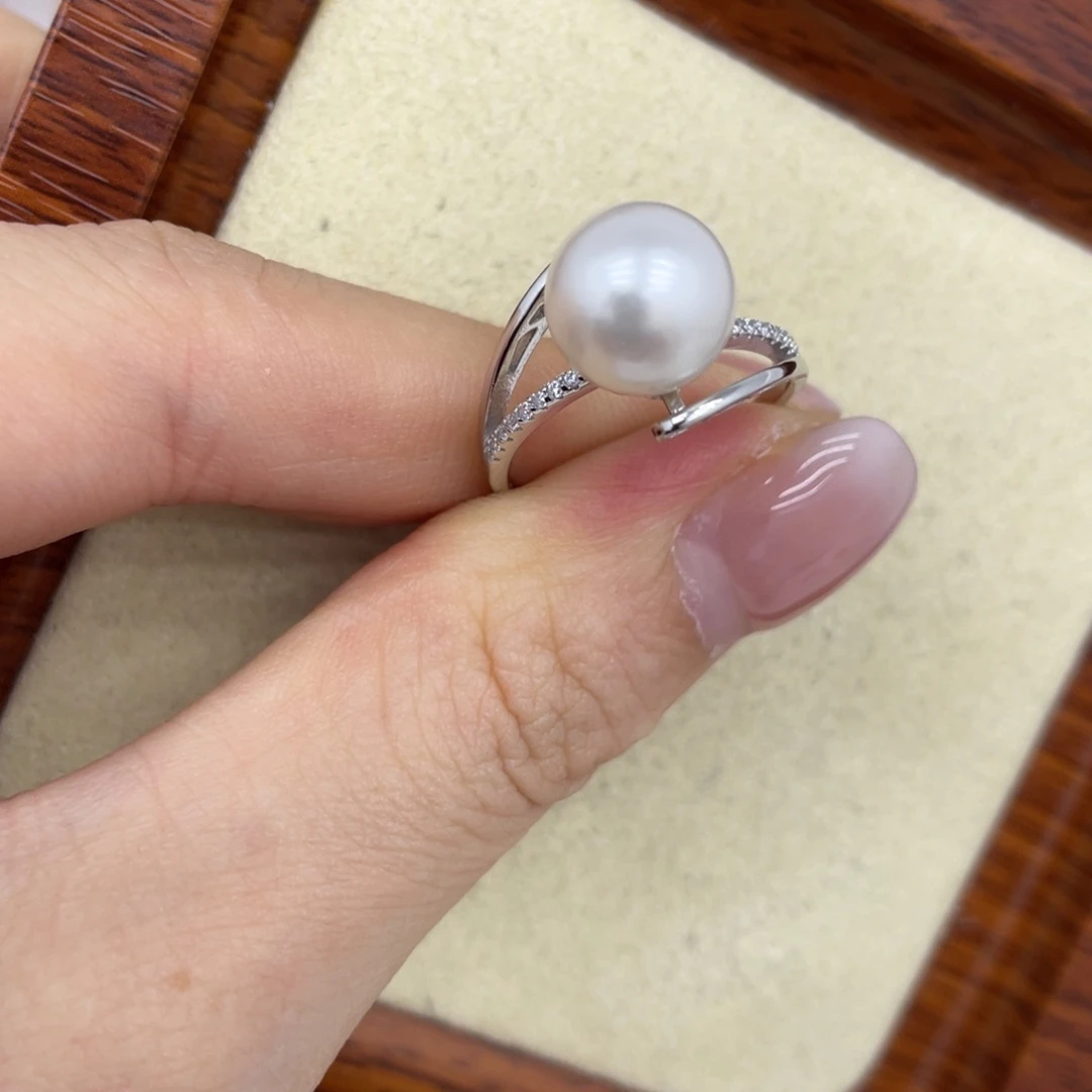 戒指银S925镶嵌海水珍珠