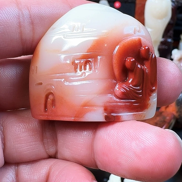 寿山石腊烛紅芙蓉