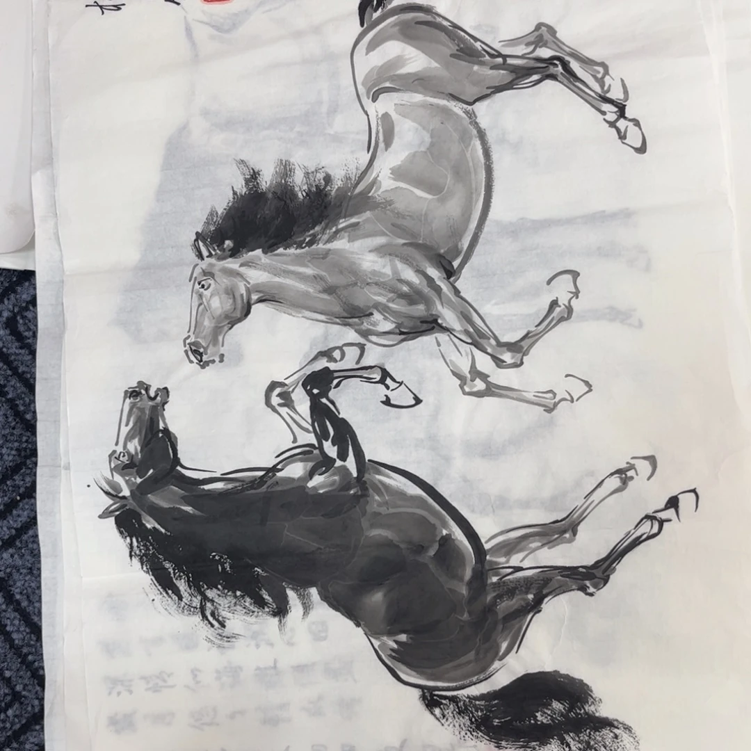 国画四尺三开花鸟作品