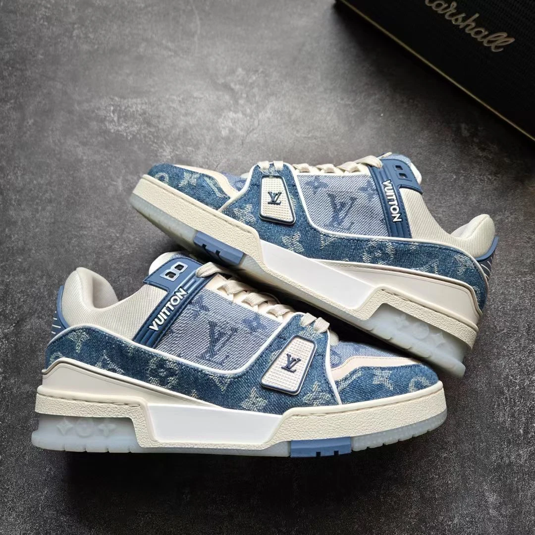 99新 LouisVuitton/路易威登 38码 TRAINER 25新款蓝牛仔