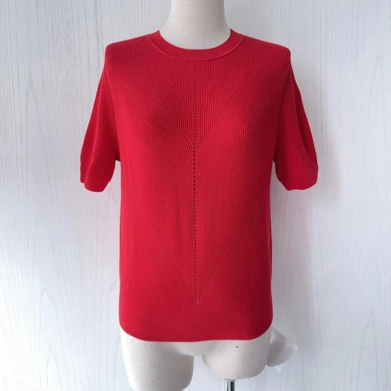 阿玛施AMASS 新款简约风气质针织衫舒适短袖显瘦休闲上衣538055