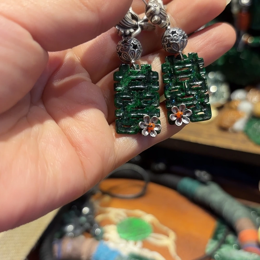 翡翠耳饰未镶嵌原创