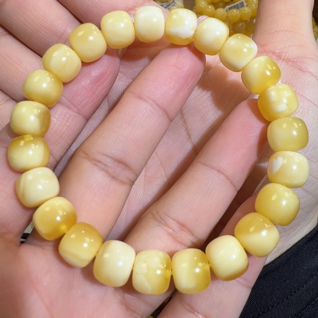 琥珀未镶嵌珠宝奇石10m老型花蜡手串13.4