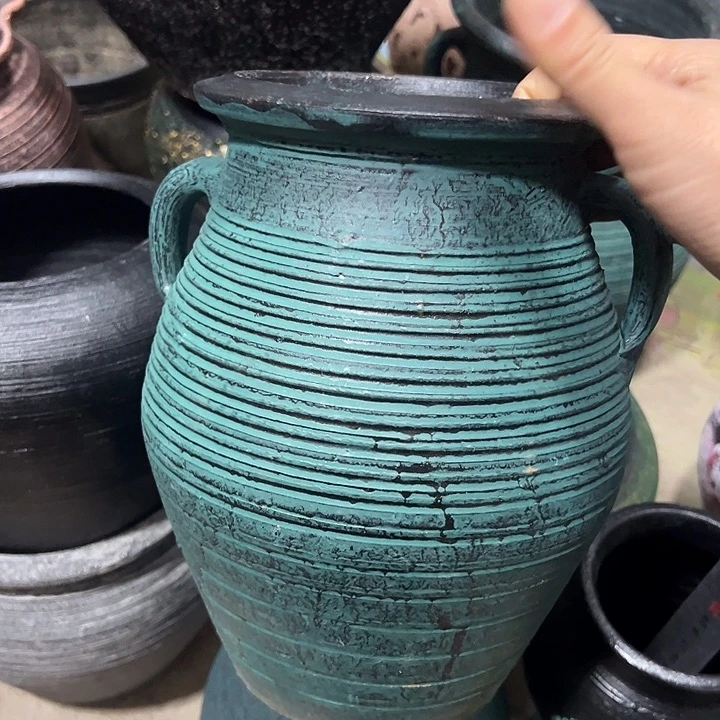 绿色双耳高21口14带孔