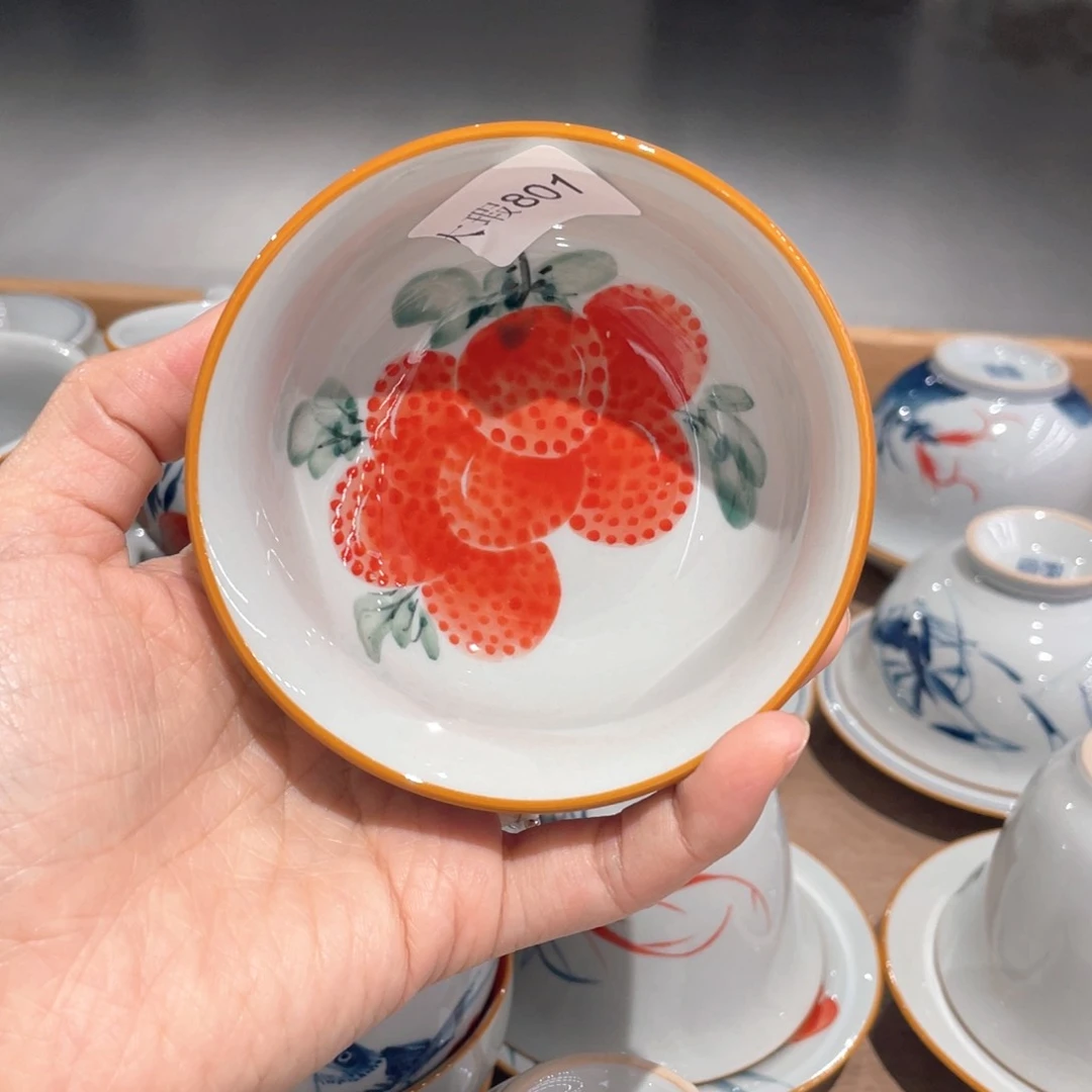 釉下彩纯手绘有瑕