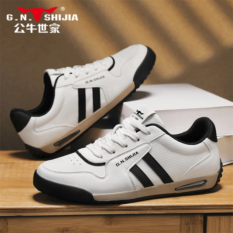 公牛世家男鞋2025春季新款运动阿甘鞋男士休闲鞋子透气低帮德训鞋