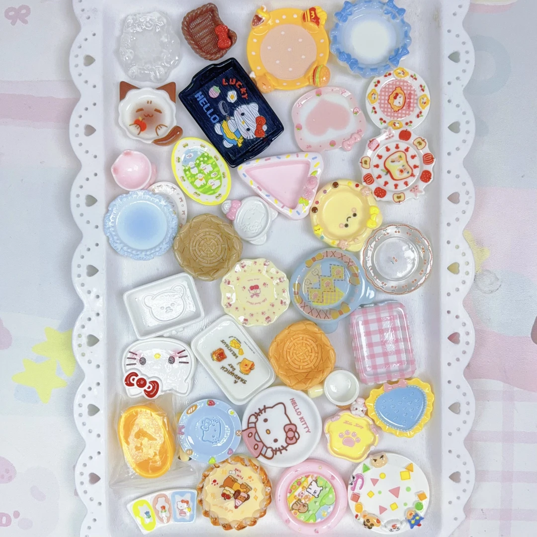 【盘子叉勺拆】可爱树脂食玩配件创意摆件盘子饮品直播拆
