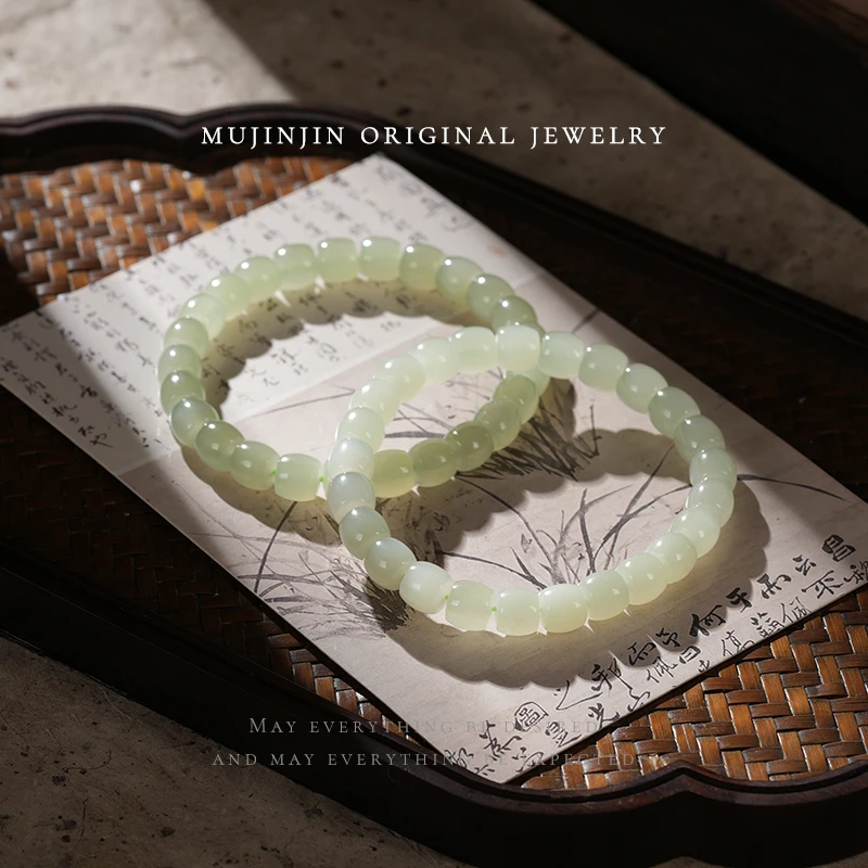 【木槿槿】天然和田玉手串女款约7m时尚直切手链多样性发一