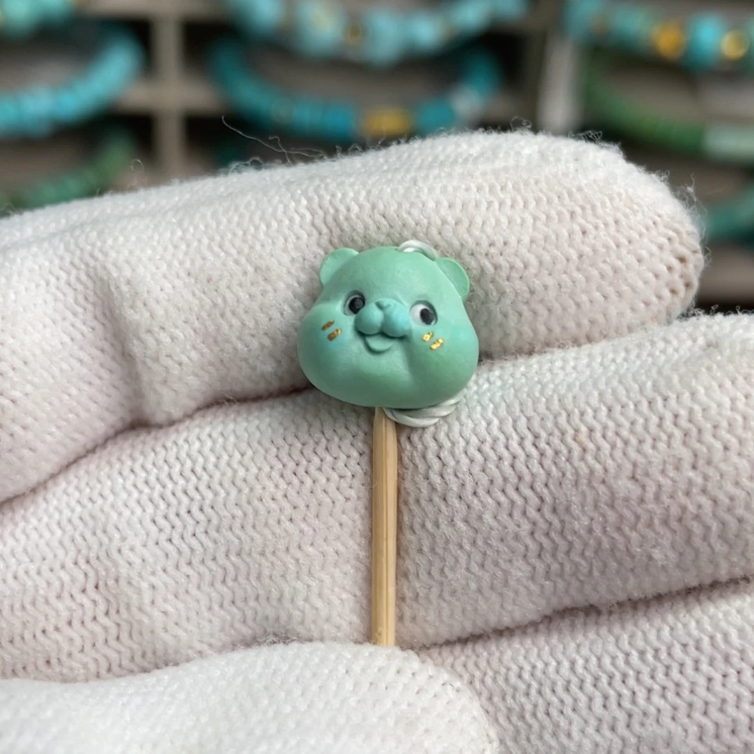 绿松石未镶嵌菜籽黄小熊31