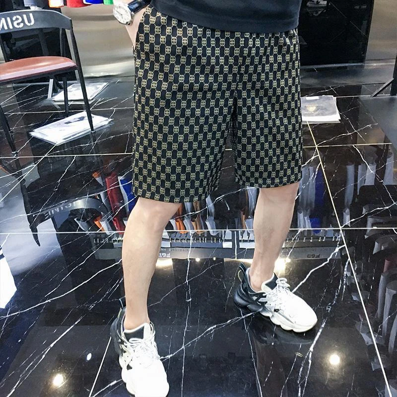 轻奢高档夏季男士百搭短裤新款薄款印花五分裤宽松休闲潮流透气