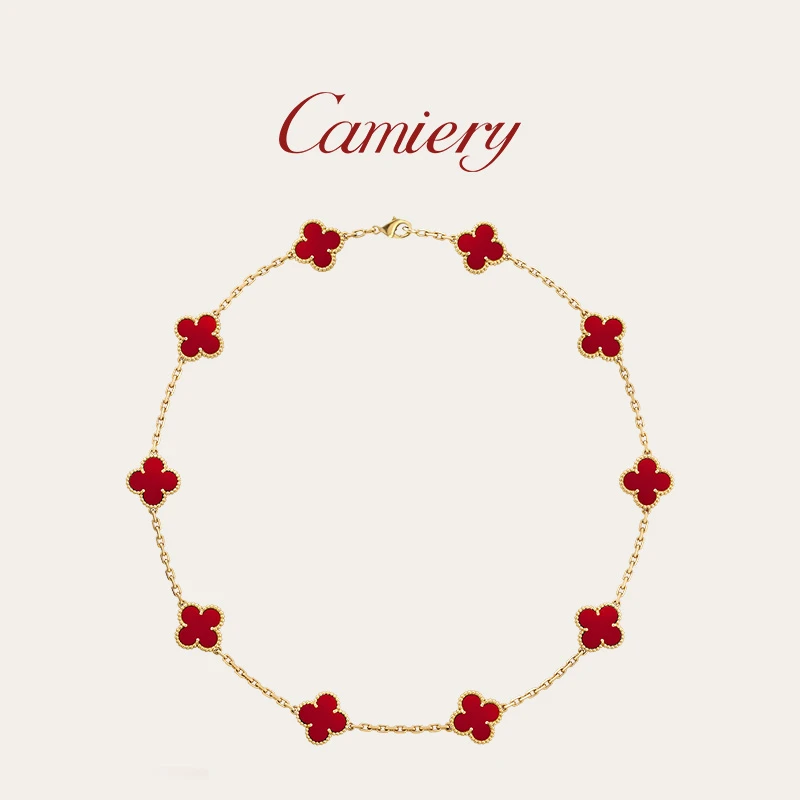 CAMIERY时尚轻奢三色十花项链百搭简约