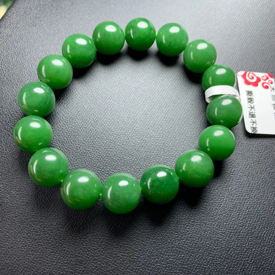 和田玉碧玉辣绿单圈卡12mm