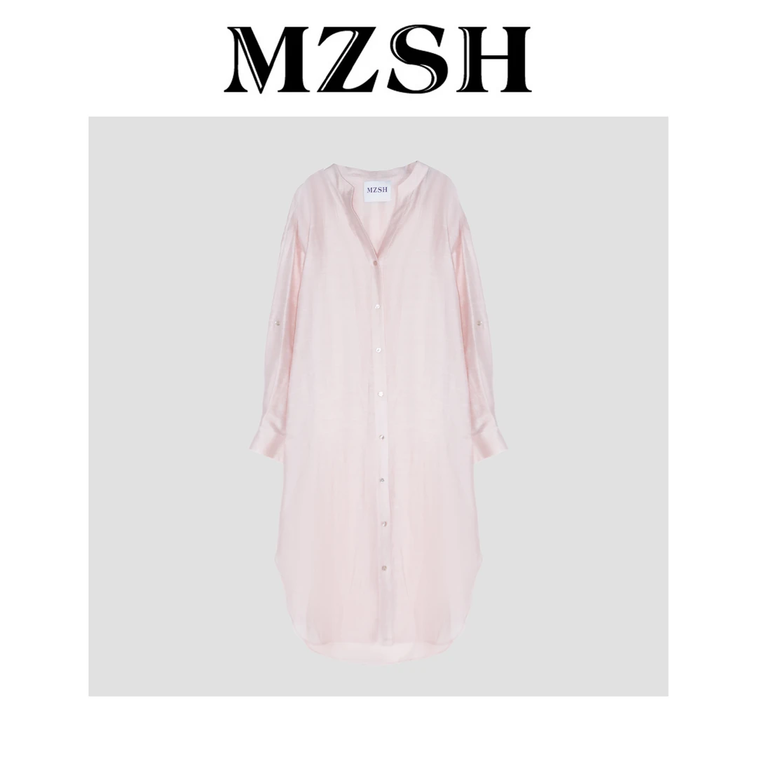 【MZSH】时尚设计感宽松透气中长款衬衫连衣裙DLMZSH213