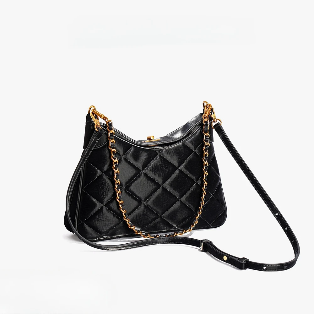 小众设计丝绒感小香风菱格链条包2025新款大容量腋下信封包