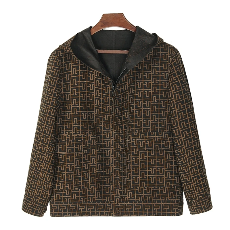 88656 男士长袖外套双面穿桑蚕丝龟裂纹香云纱中式上衣