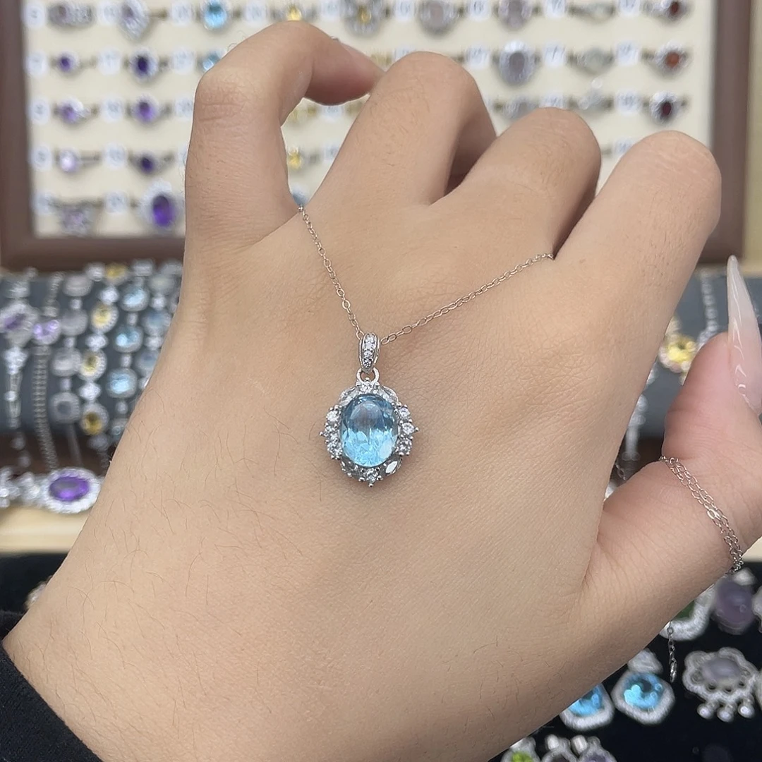 托帕石颈饰银S925镶嵌