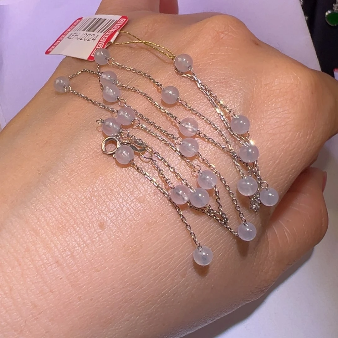 翡翠颈饰18K金镶嵌满天星