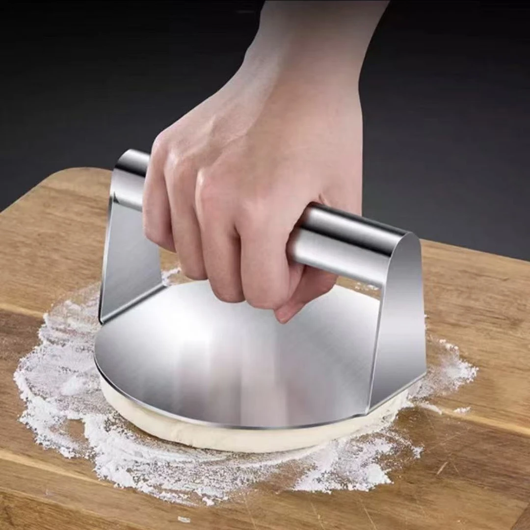 不锈钢压饼器家用铁板压板手压式满焊烧饼牛肉饼按压器压面器圆形