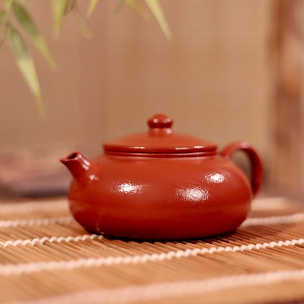 原矿紫砂朱泥寒江壶容量120cc红卫朱泥原矿寒江紫砂壶纯手工壶