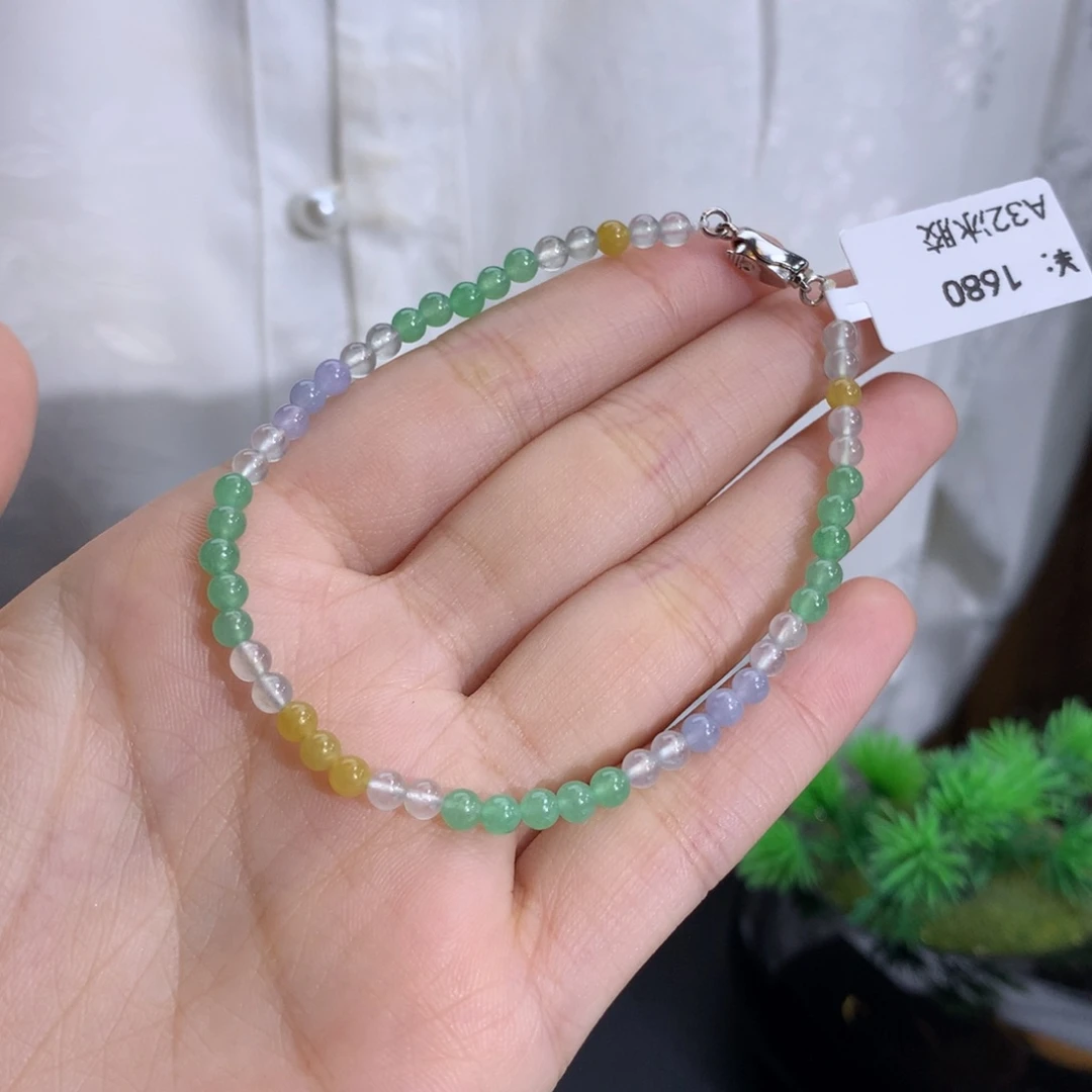 翡翠未镶嵌手串卡3.6冰胶多宝小米