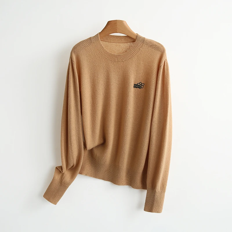 【伍莎-自营】刺绣字母款式圆领轻薄衫#UPY48M093