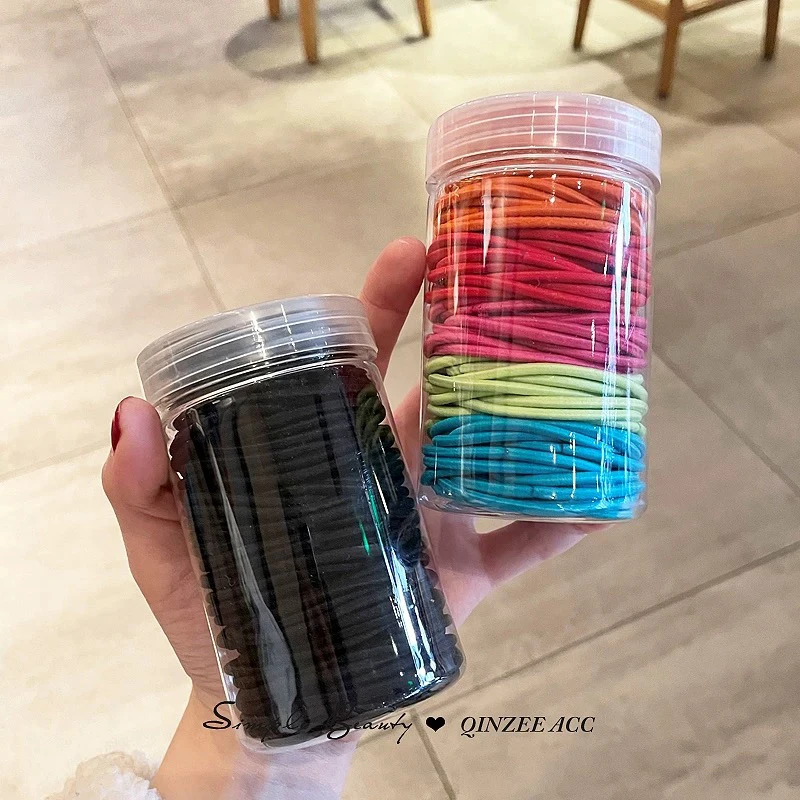 （福利）100根罐装百搭发圈女发绳头饰皮筋扎头绳②