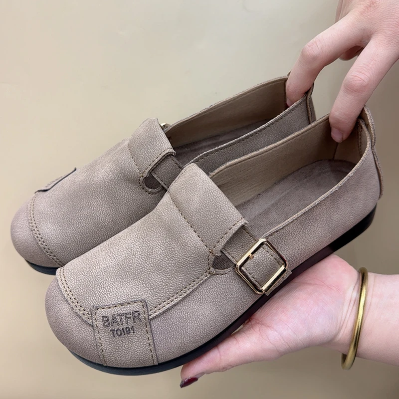 勃肯鞋2025新款老北京布鞋女时尚乐福鞋平底休闲鞋软底舒适妈妈鞋