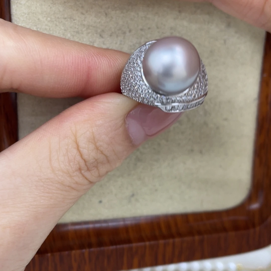 银S925镶嵌海水珍珠戒指