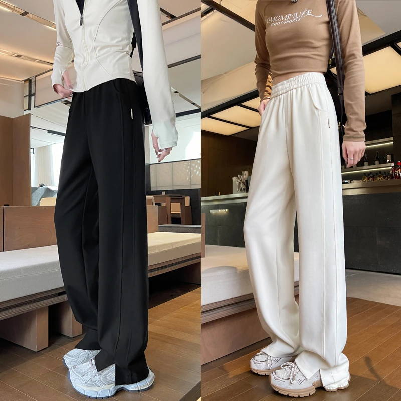 开叉阔腿运动裤子女春秋季2025新款爆款休闲卫裤宽松直筒香蕉裤女