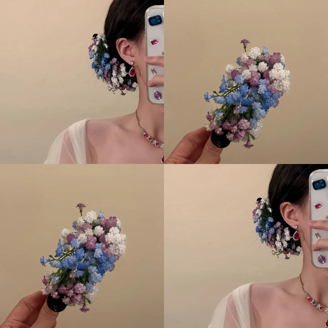 刘亦菲同款满天星头花头饰超仙新娘花朵发夹女结婚订婚氛围感发饰
