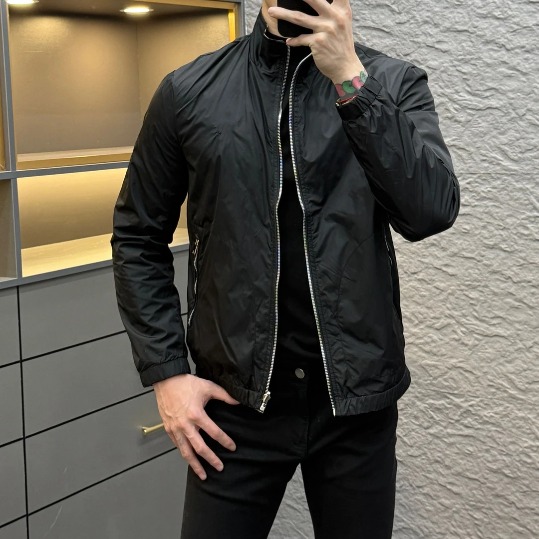 2025春季新款时尚休闲百搭刺绣男士立领双棉服夹克外套6669