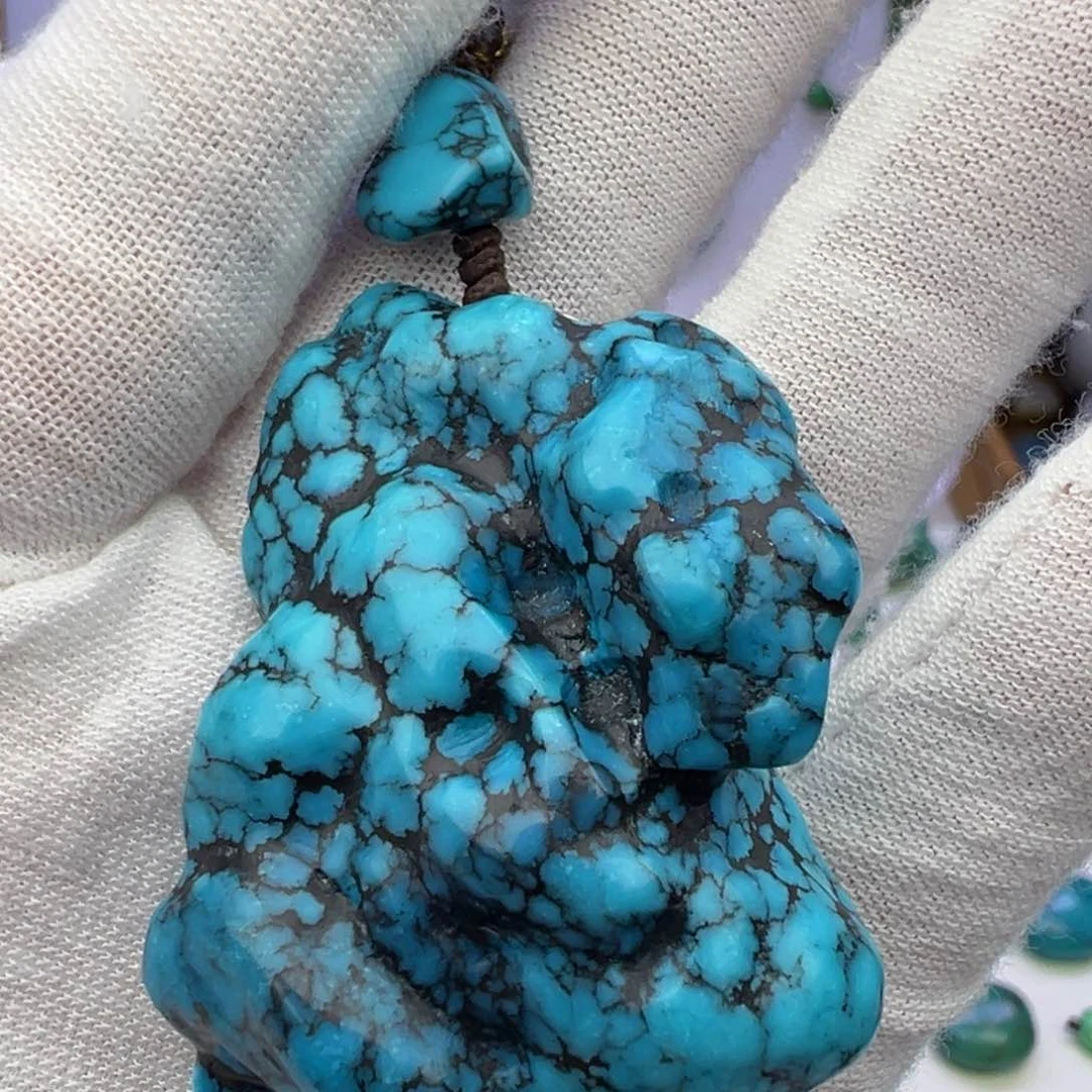 绿松石蓝料随行吊坠32.6mm兰