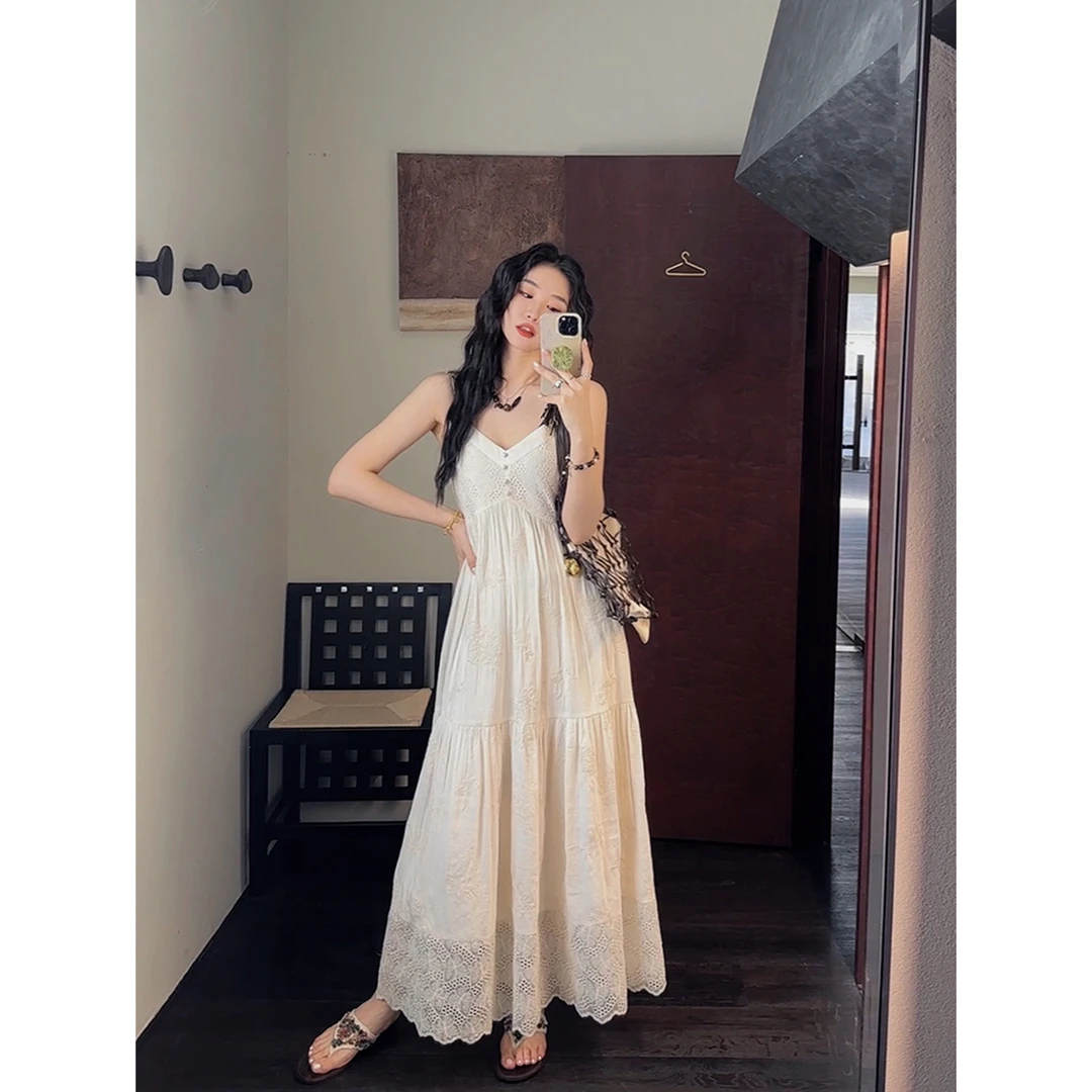 【云c的专属】三吉黑花【浮生月】新中式V领吊带裙超好看连衣裙女装20