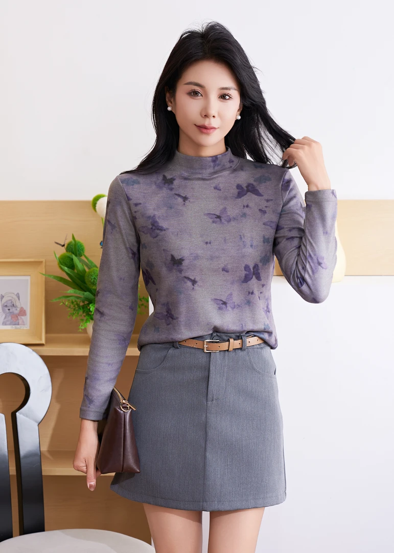 女士内搭T恤长袖学暖绒修身百搭圆领时尚潮流