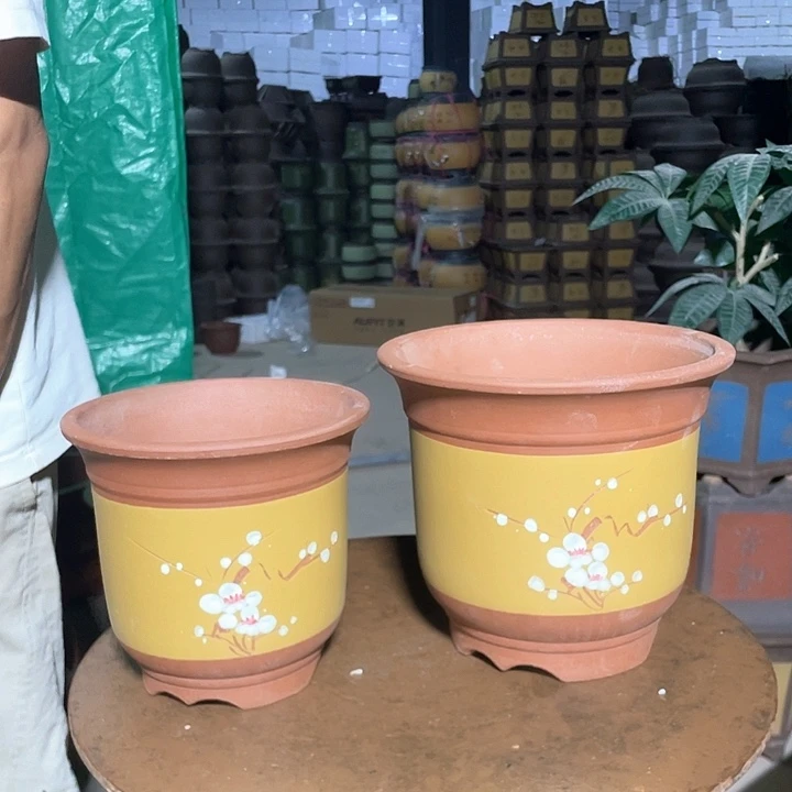 黄色点彩金钟22-18花盆