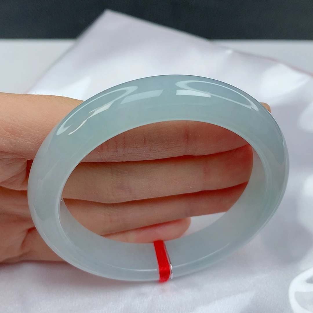 翡翠手镯未镶嵌54.2晴蓝调冰胶完整