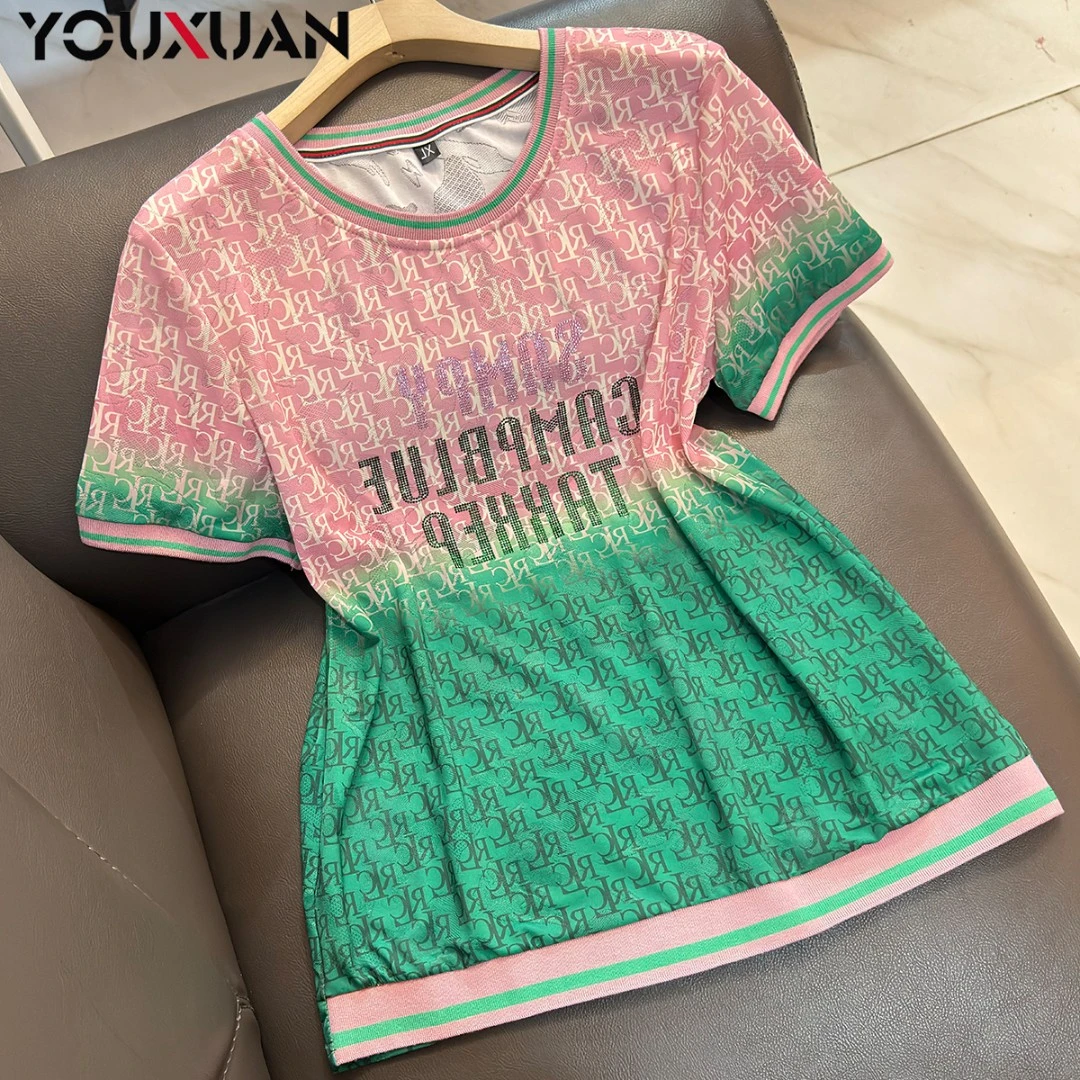 春夏季新品女士短袖圆领休闲T恤上衣女装时尚小衫卫衣58102