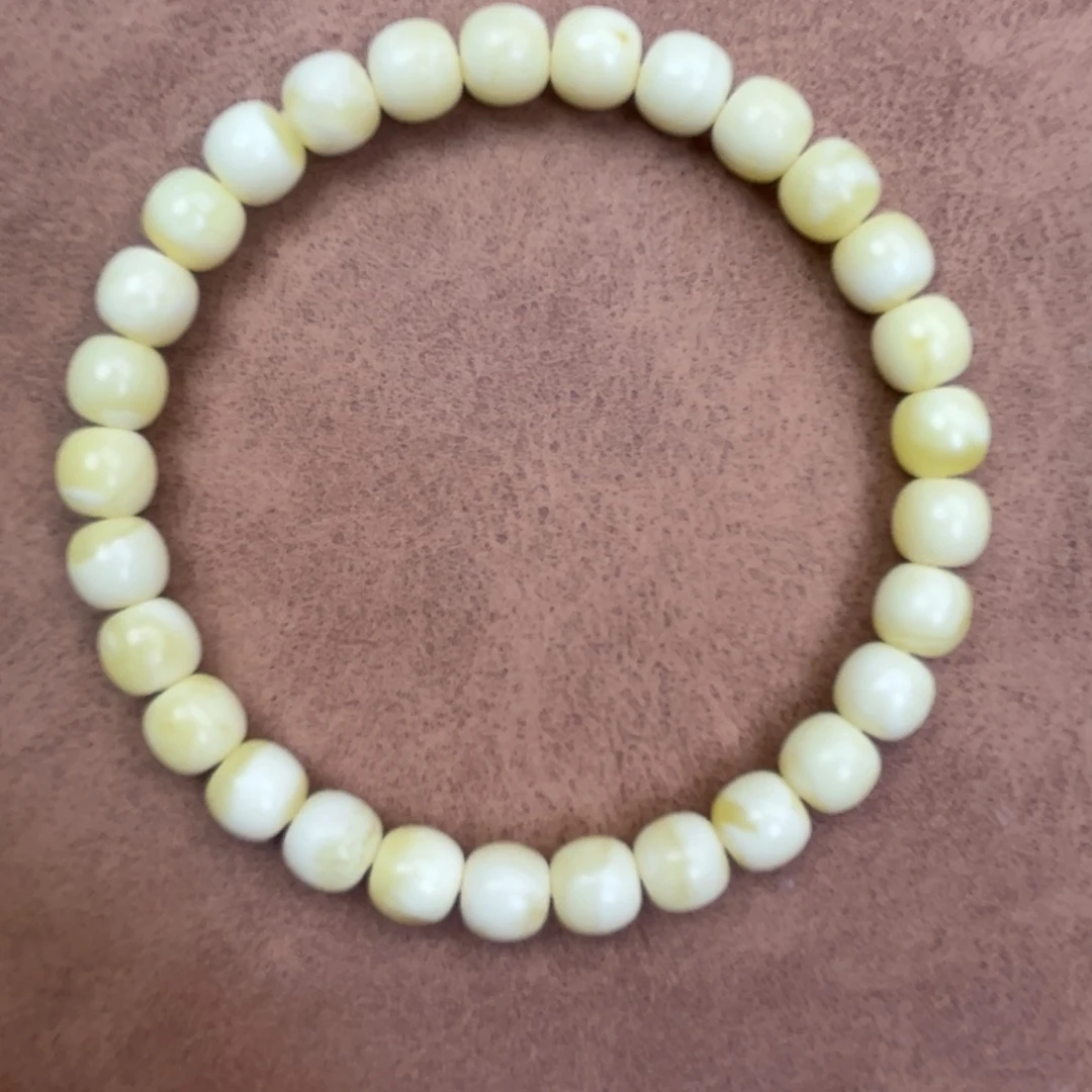 蜜蜡未镶嵌手串纯天然俄料瓷白花虎皮极限弧高桩腕口17+