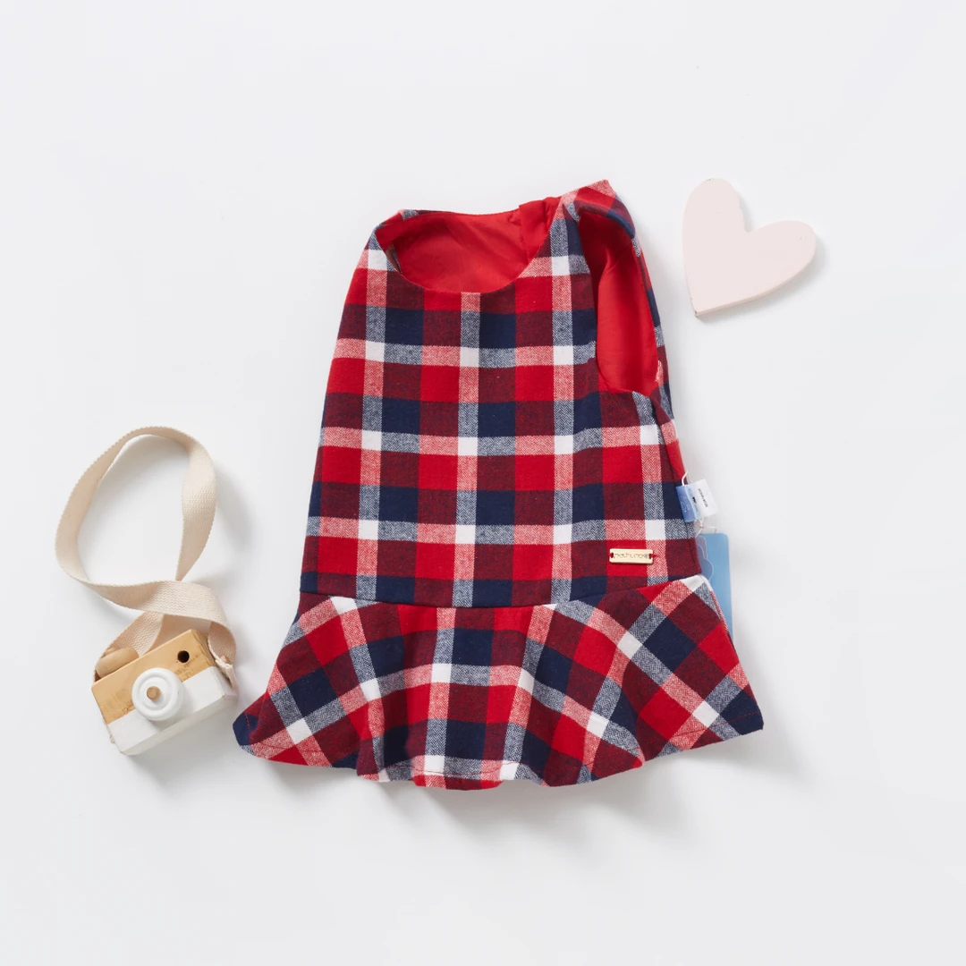 82326168x030红色黑格子背心裙子