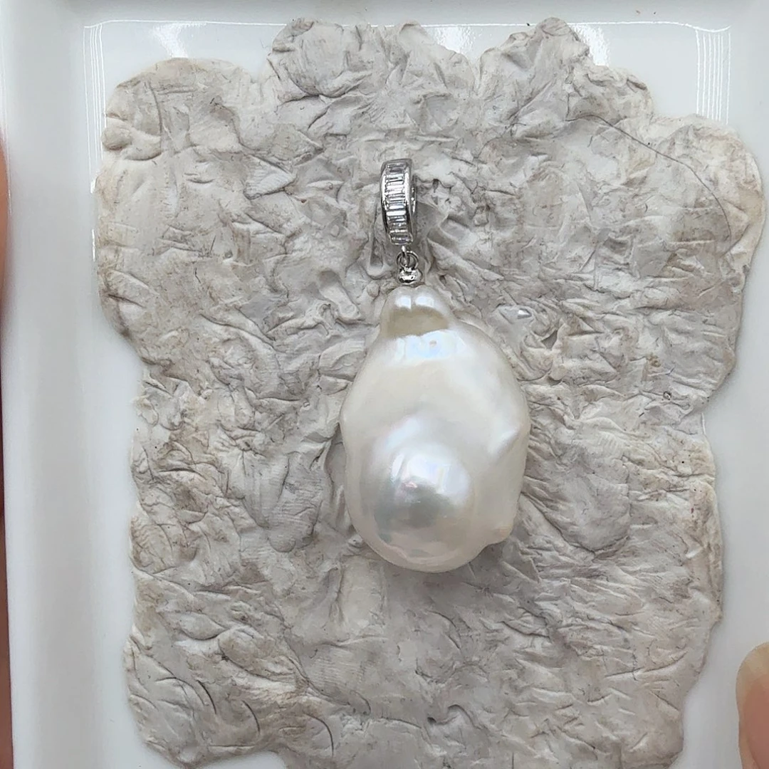 淡水珍珠银S925镶嵌吊坠(不含链)不退不换