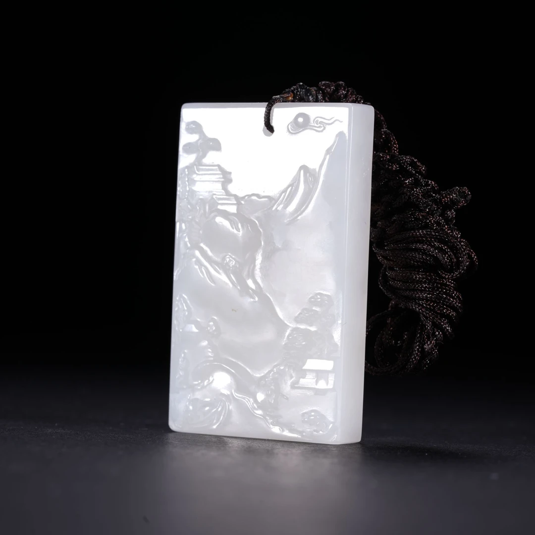 HTY15-33臻选·和田白玉山水牌【玉石拍卖】