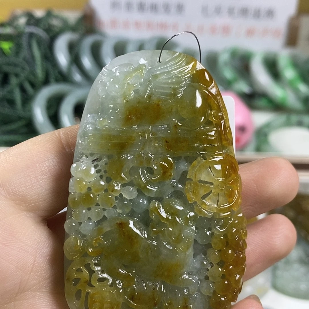 翡翠未镶嵌颈饰2-8翡翠A货挂件