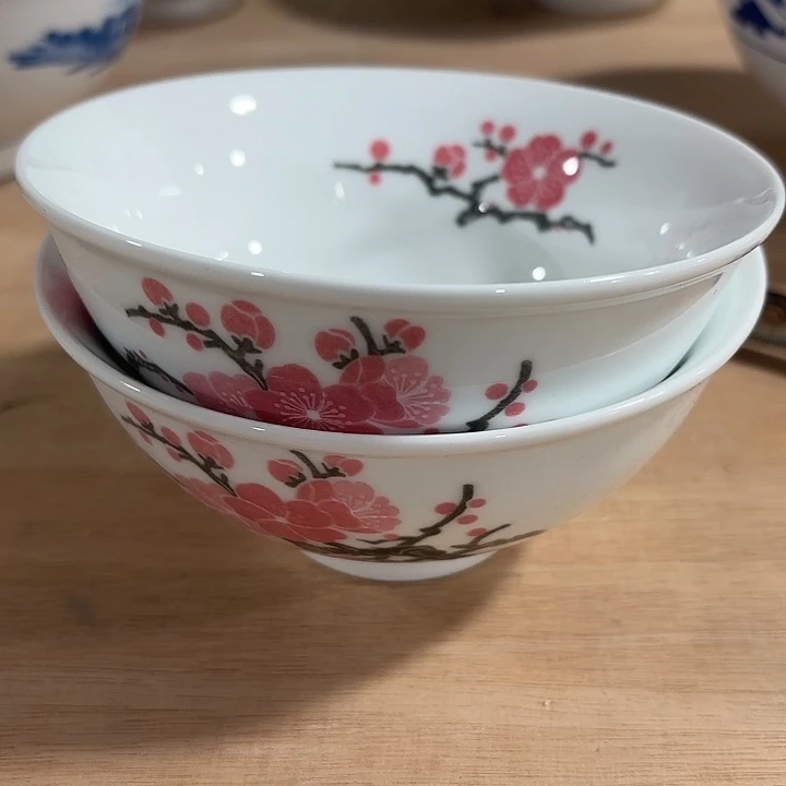 陶12公分梅花米饭碗，米饭碗两个