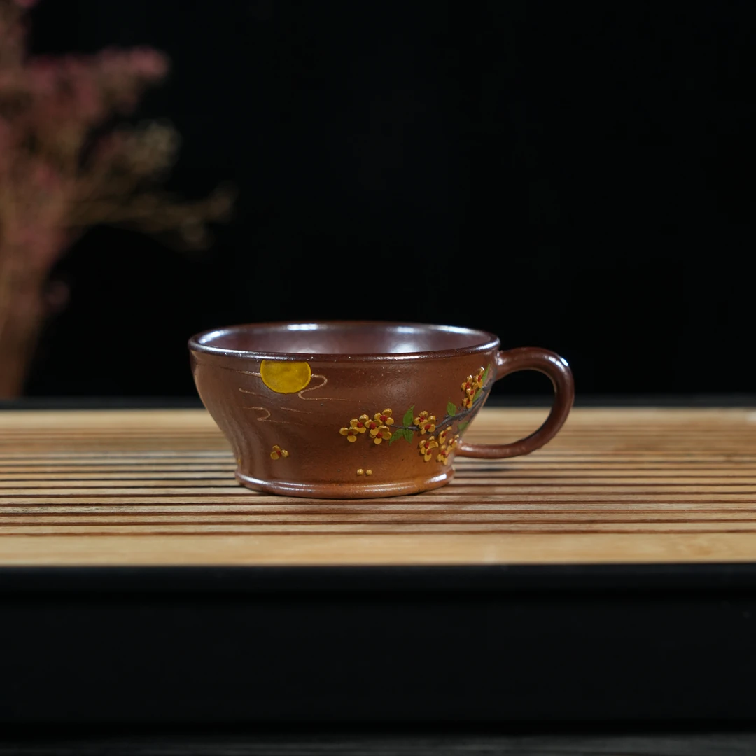 GS21-040   宜兴手工紫砂   柴烧桂花杯