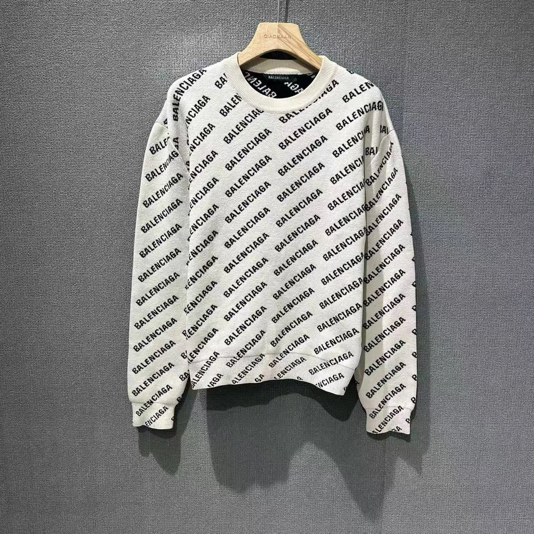 99新 Balenciaga/巴黎世家 （pm）满印弹幕圆领毛衣 xs码/8231