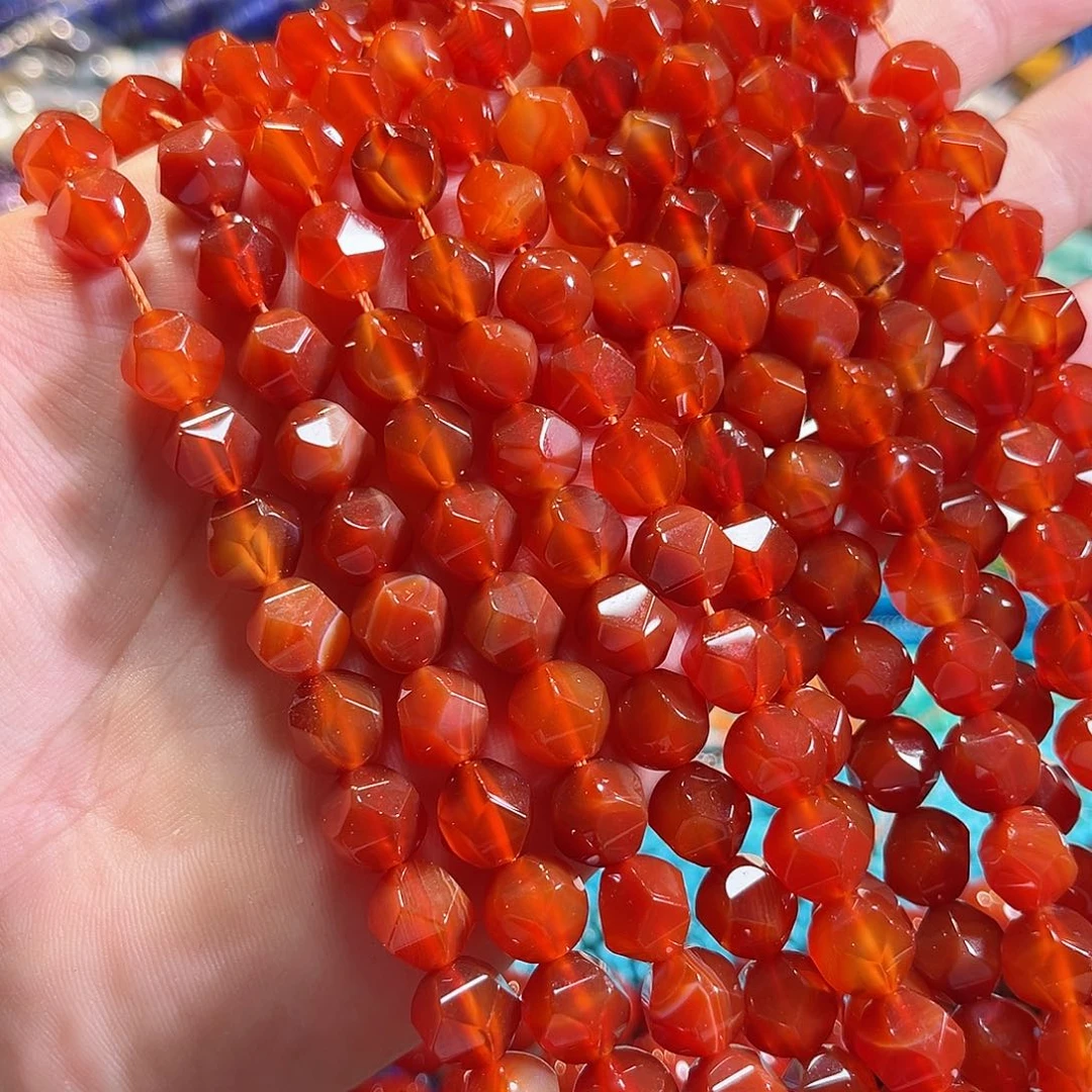 玛瑙/玉髓合金珠宝半成品A货红玛瑙砖切一条10mm