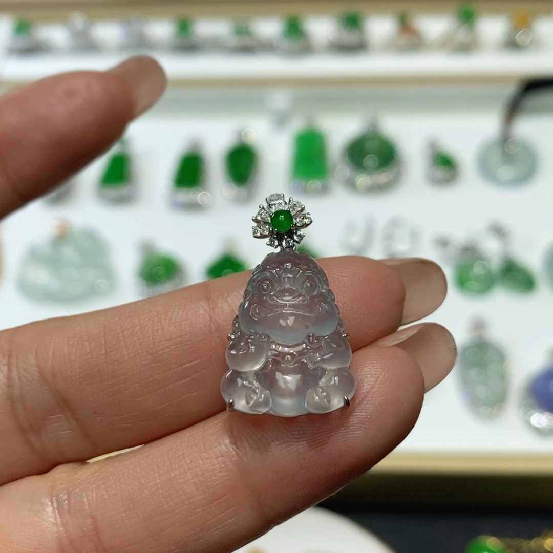 翡翠18K金镶嵌吊坠(不含链)