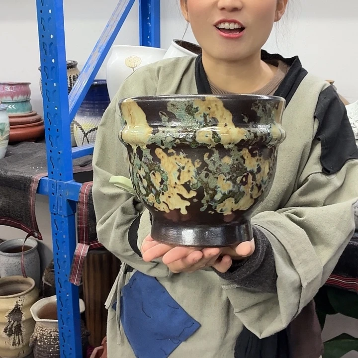 21×18 -粗陶花盆有孔-买买买