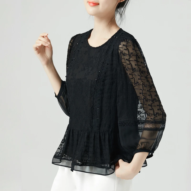 【DuShang】缤纷爱恋~2025早秋新款减龄重磅真丝桑蚕丝衬衫YZ7963